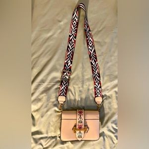 Shein purse with embroidered pattern and adjustable strap